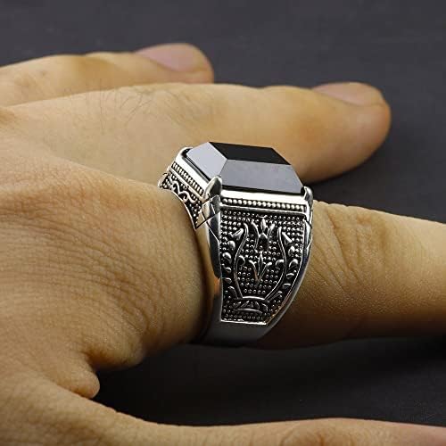 Black Onyx Ring for Men 925 Sterling Silver