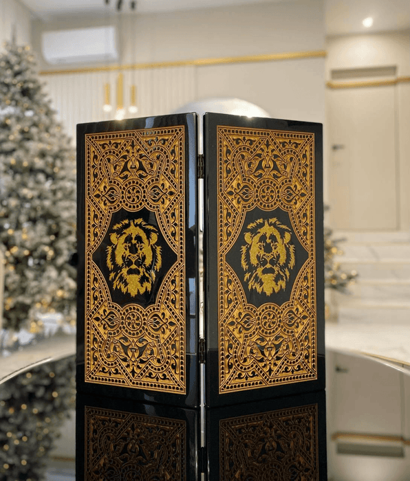 Luxury Black Acrylic Stone Backgammon "Lion" 60×30 cm