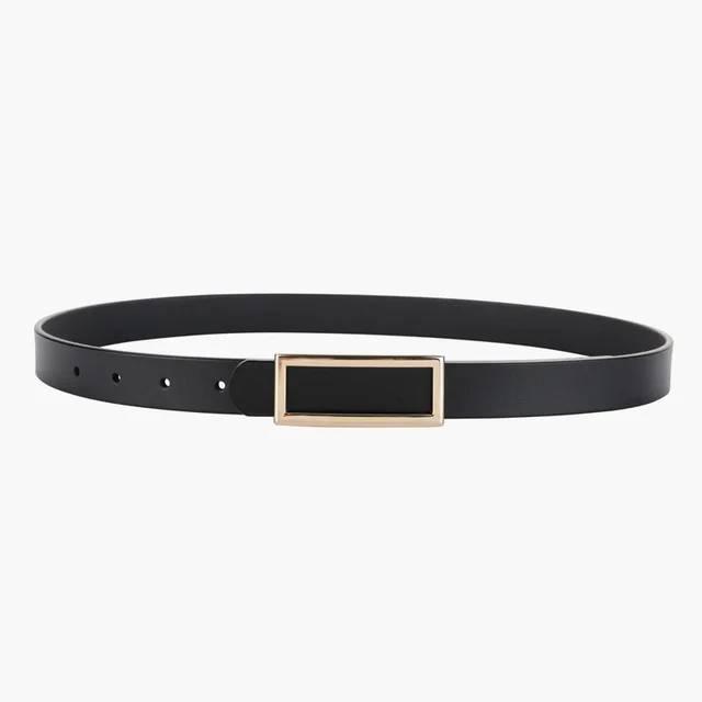 Elegant Genuine Leather Belt with Metal Buckle for Women