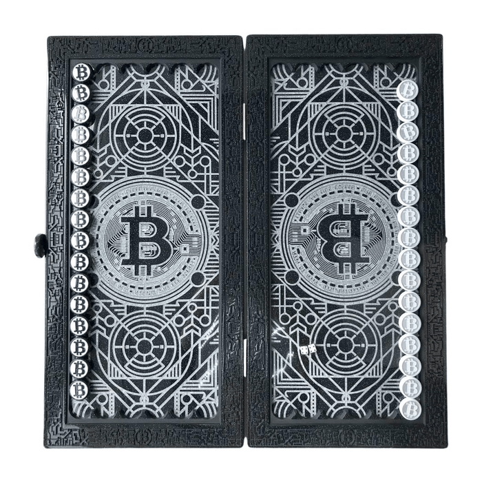 Stone Backgammon, Bitcoin Symbol On Top, Game Board, Limited