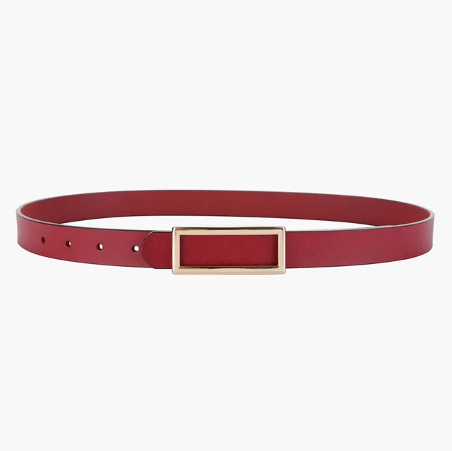 Elegant Genuine Leather Belt with Metal Buckle for Women