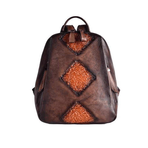 Handmade Retro Embossed Floral Women Backpack