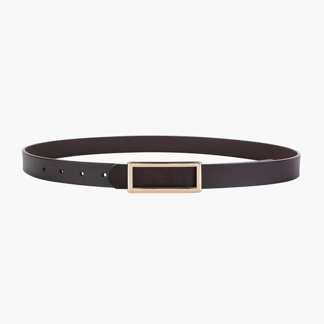 Elegant Genuine Leather Belt with Metal Buckle for Women