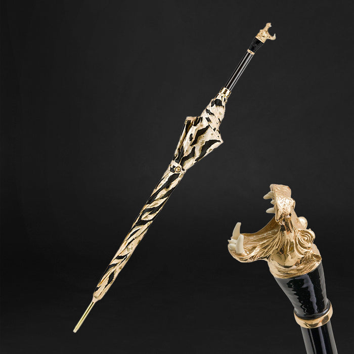 Safari Hippo Animal Print Enamel Handle Umbrella