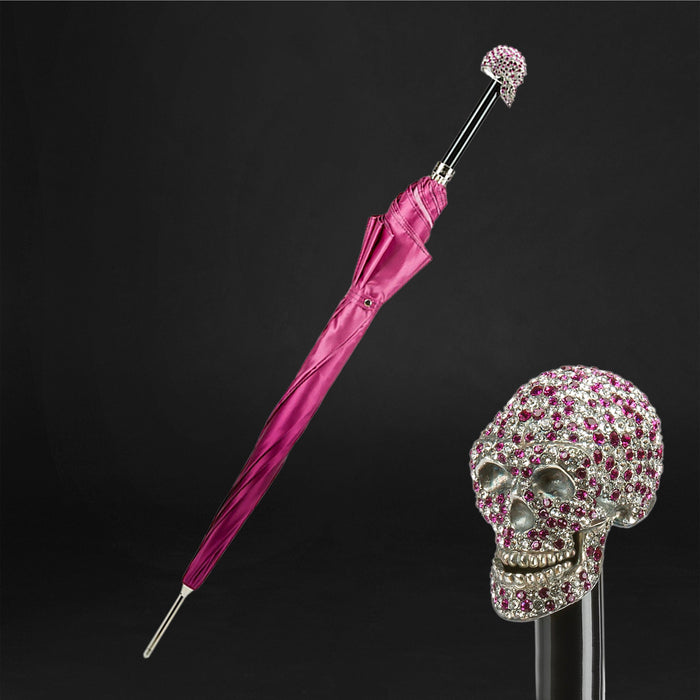 Rebel Pink Woman Umbrella with Fuchsia Swarovski® Skull