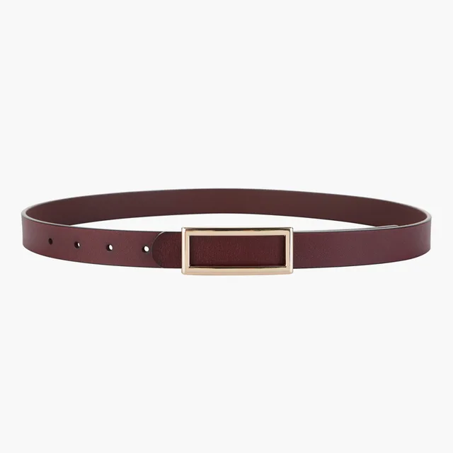 Elegant Genuine Leather Belt with Metal Buckle for Women