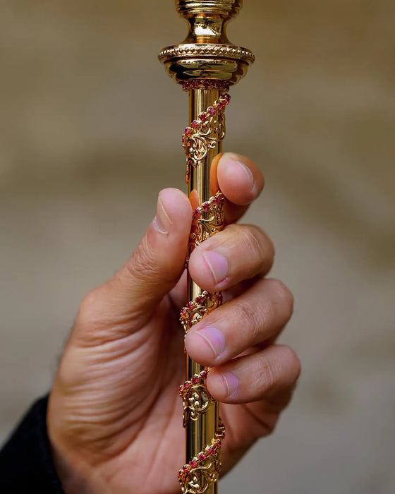 Designer Gold-plated 24K Walking Stick with Crystals