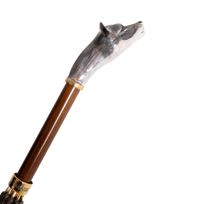 Designer Unique Men's Wolf Handle Khaki Umbrella