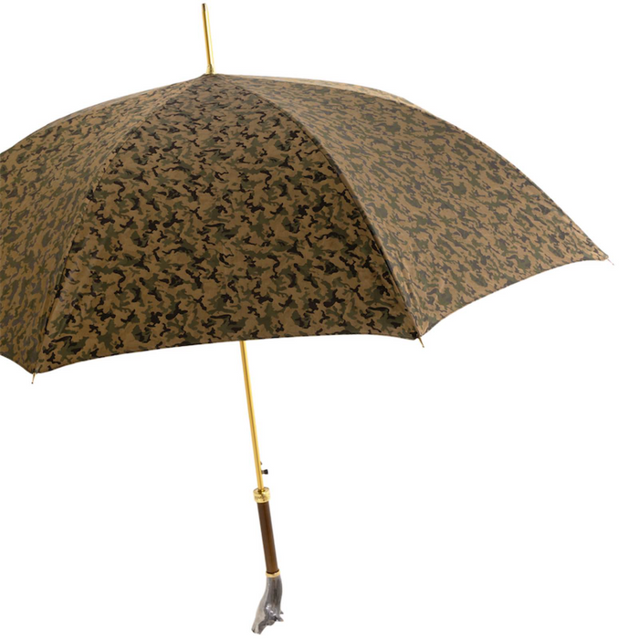 Designer Unique Men's Wolf Handle Khaki Umbrella