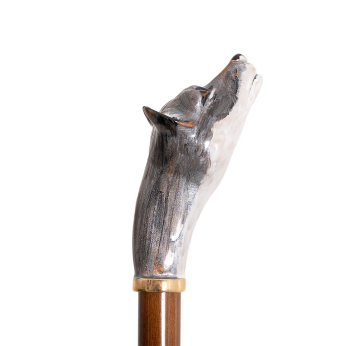 Designer Unique Men's Wolf Handle Khaki Umbrella