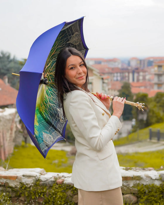 Women's Premium Umbrella – Satin, 24K Gold Handle, Crystals