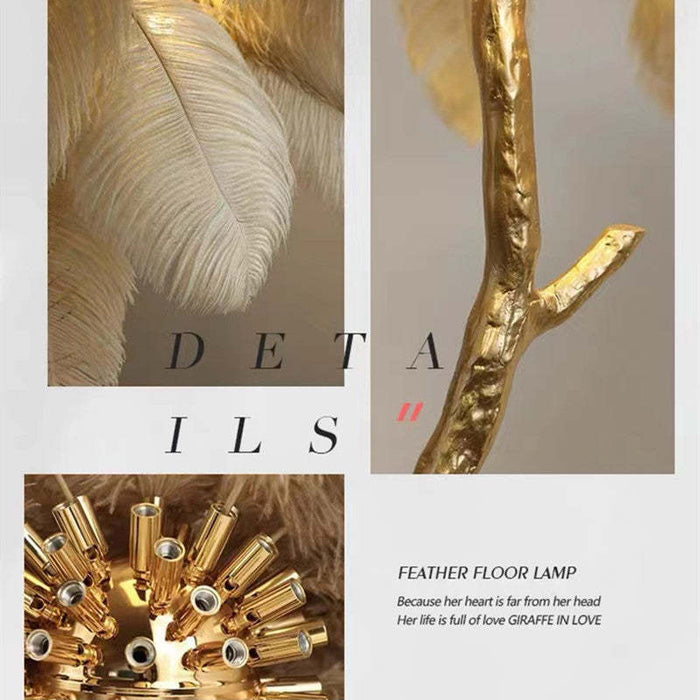 Elegant Feather-Inspired Floor Lamp with a Soft and Luxurious Design
