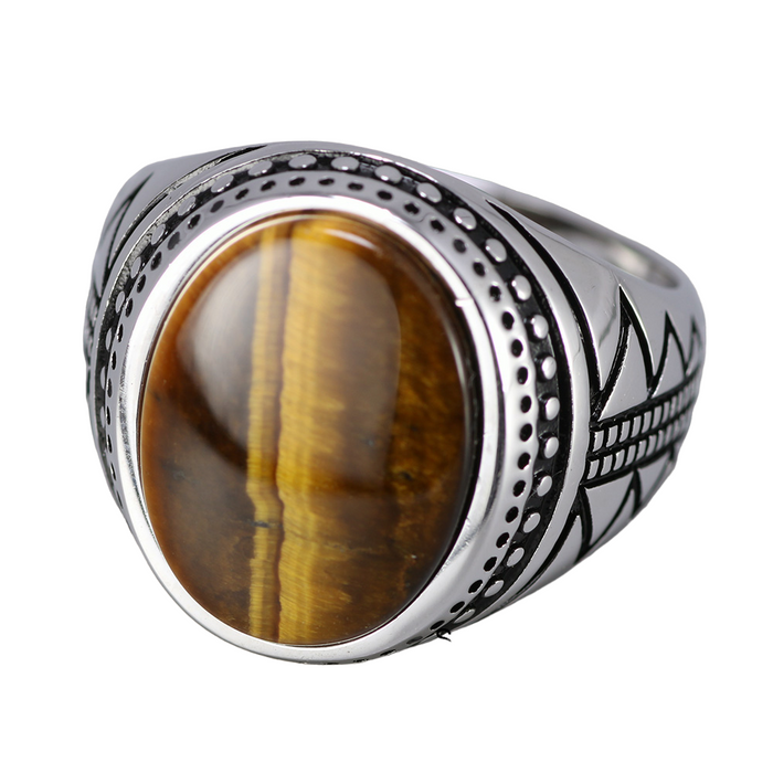 Unique Tiger Eye Ring 925 Sterling Silver