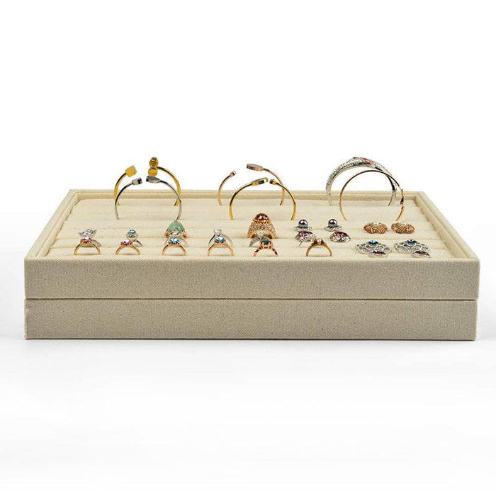 Linen Stackable Ring Insert Tray with 7 Slots