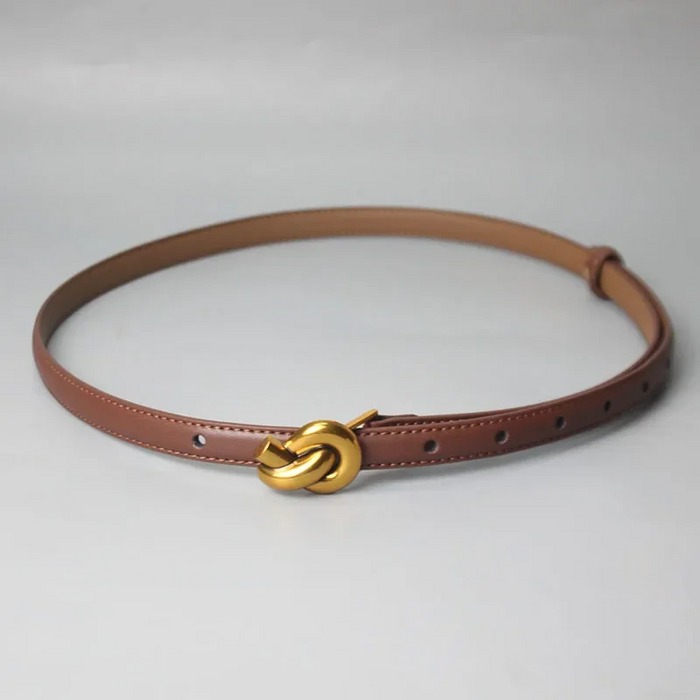 Chic Genuine Leather Women Fashion Belt Knot Buckle Waistband