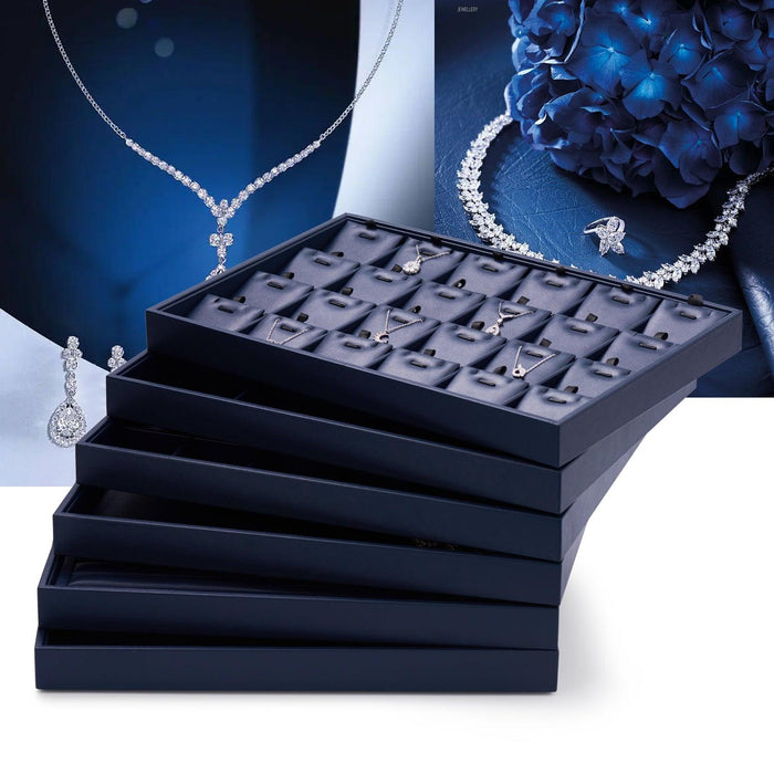 New Blue Stackable PU Leather Jewelry Display Tray