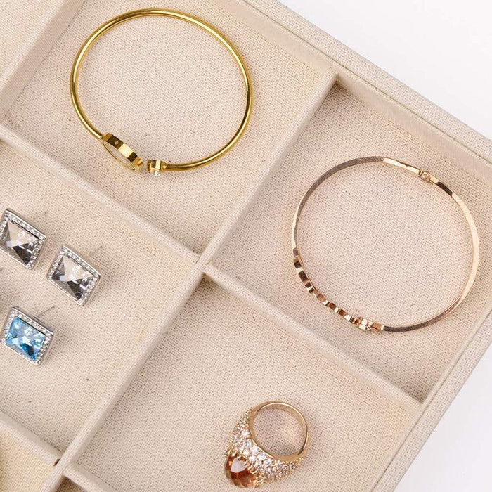 Linen Stackable Jewelry Display Tray with 12 Grids