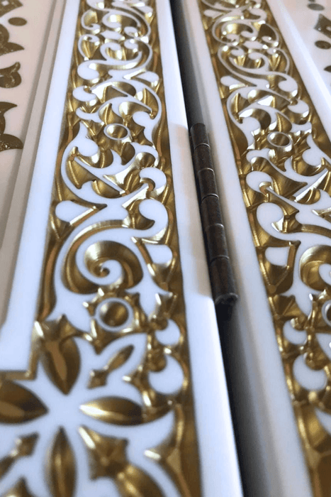 Luxury White Acrylic Stone Backgammon "Pattern" 60×30 cm