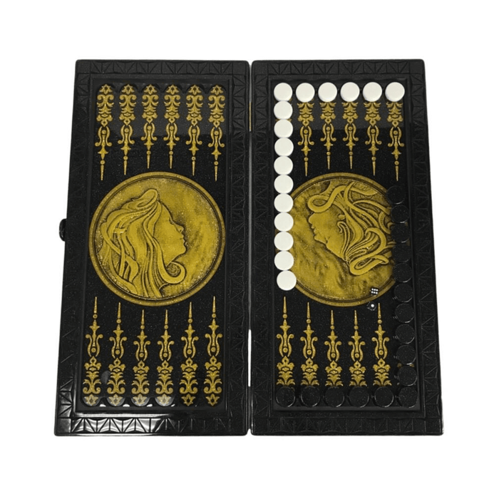 Luxury Black Acrylic Stone Backgammon, Stone Game Board, Limited