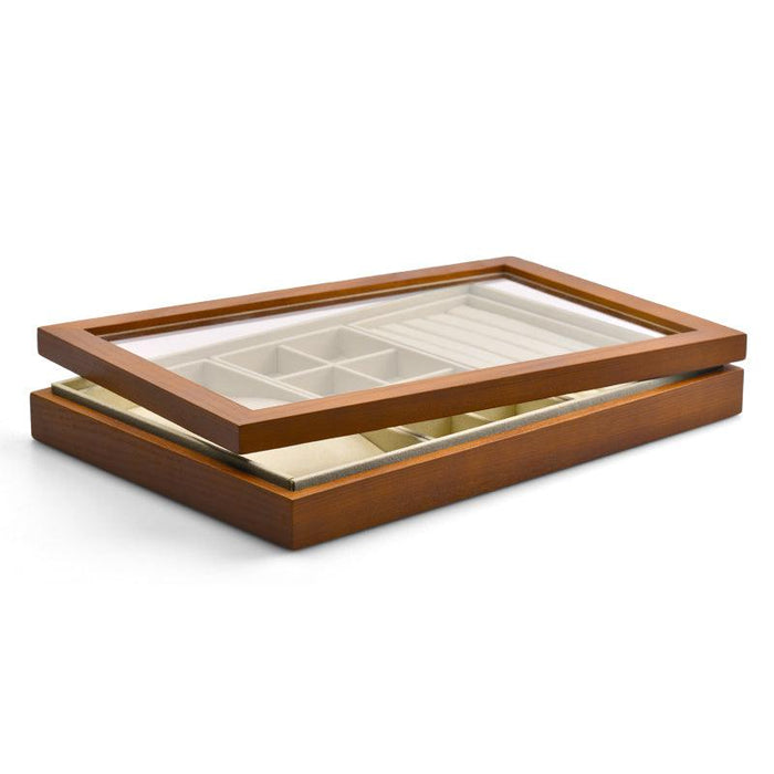 Wood Jewelry Display Tray with Transparent Cover