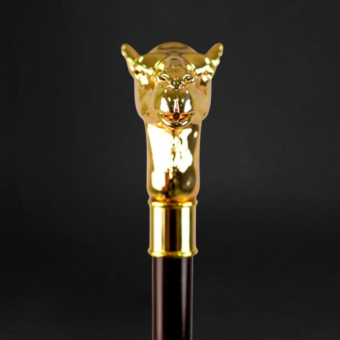Luxury Walking Stick with Gold-Plated Camel Handle