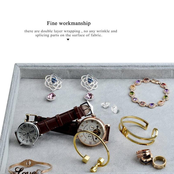 Stackable Velvet Jewelry Tray Organizer