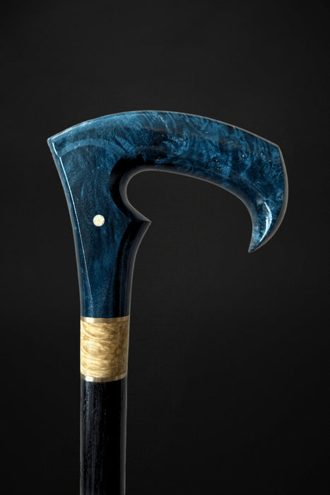 Blue Burl Modern Walking Stick Fashionable Style, Artistic Walking Stick