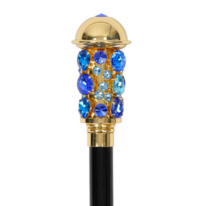 24K Gold-Plated Italian Walking Cane with Crystals – Handmade Luxury