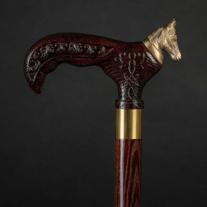 Wooden Walking Cane Horse Brass, Fashionable Walking Stick