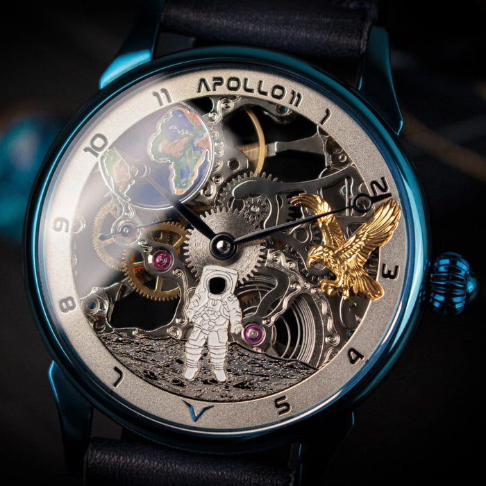 Artisan Skeleton Moon Watch – Apollo 11 Steampunk Handmade