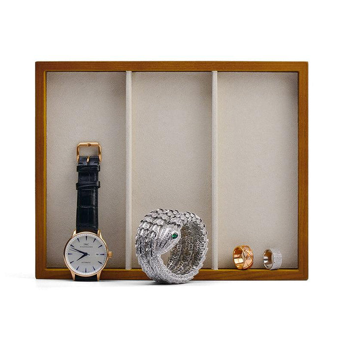 Solid Wood 1:3 Compartment Jewelry Watch Storage Tray