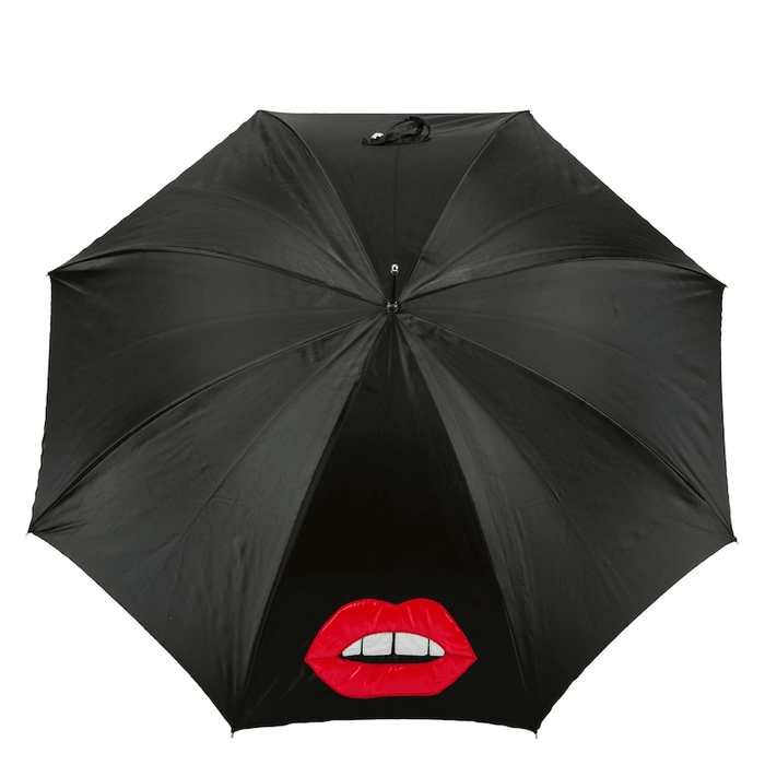 Unique Red Mouth Black Double Cloth Umbrella for Her