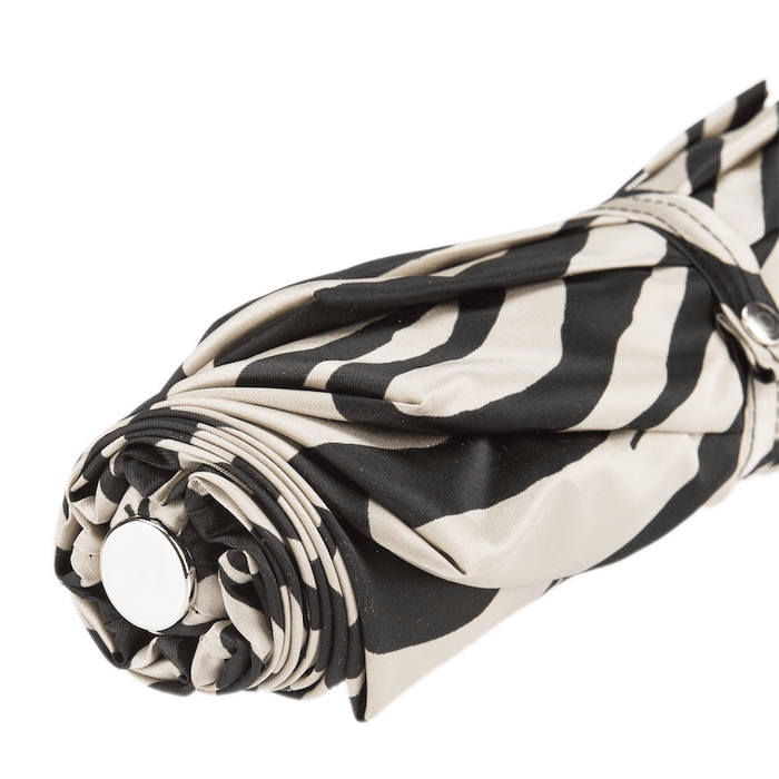 Stylish Zebra Print Leather Handle Designer Folding Umbrella