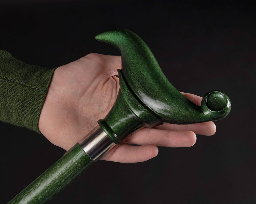 Unisex Green Derby Handle Walking Stick Topaz Unique Design