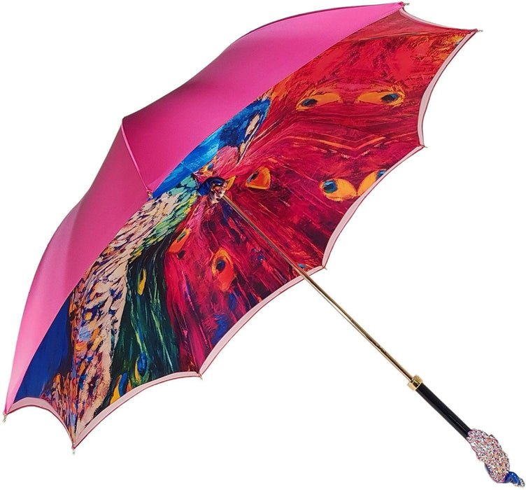 Stylish Exclusive Pink Peacock Design Umbrella