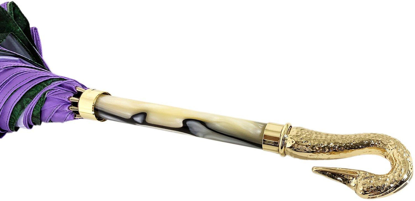 Unique Gold-plated 24K Swan on Purple Lace Design