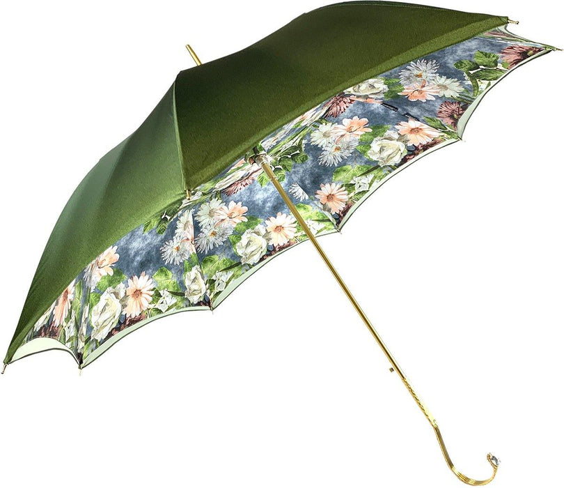 Luxury Design Elegant Green Floral Umbrella