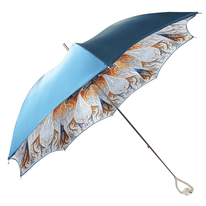 Wonderful Light Blue Umbrella with Abstract Marine Design
