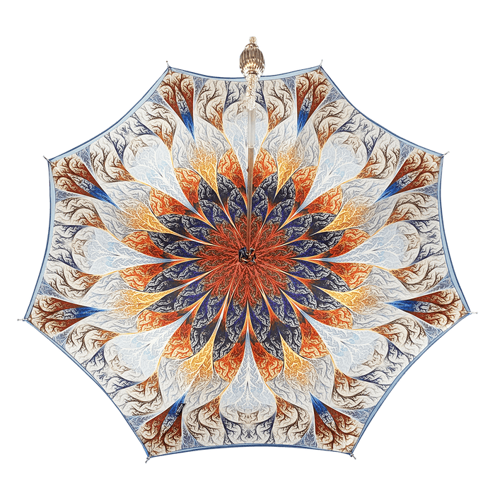 Wonderful Light Blue Umbrella with Abstract Marine Design
