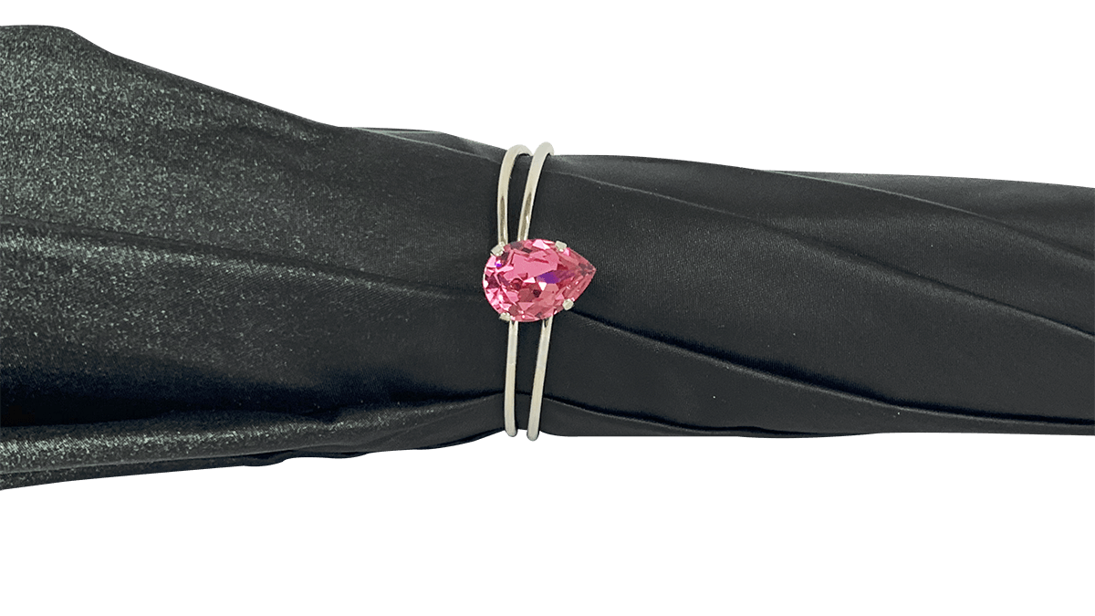 Silvered Umbrella with Anemones and Fuchsia Crystals