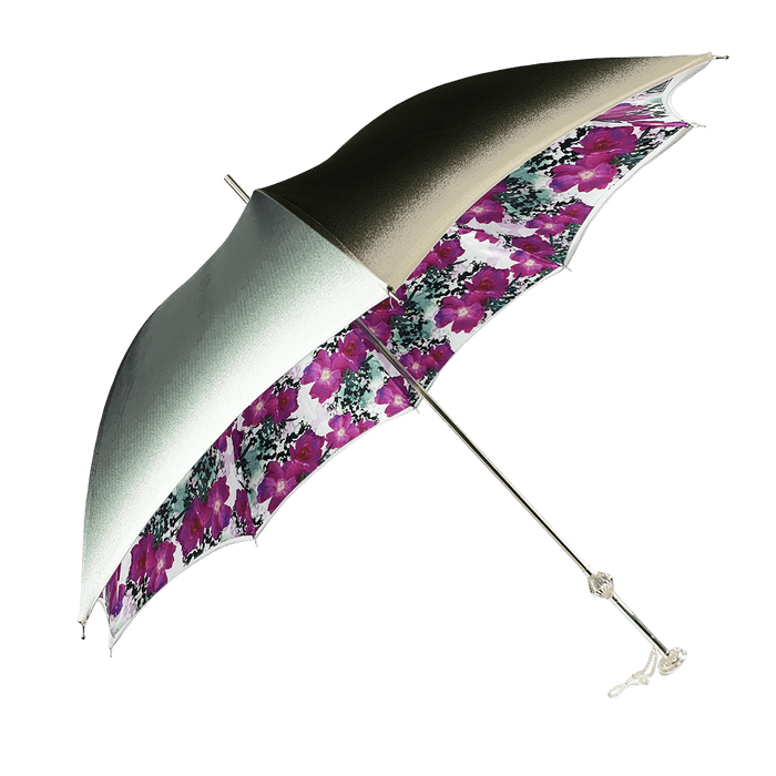 Silvered Umbrella with Anemones and Fuchsia Crystals
