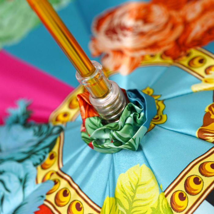 Designer Italian Umbrella with Hand-Enameled Toucan Handle
