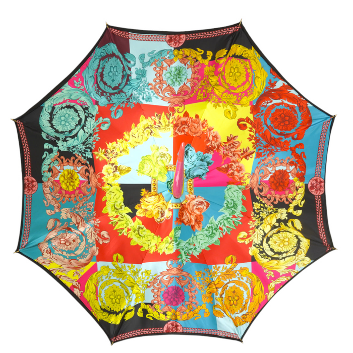 Designer Italian Umbrella with Hand-Enameled Toucan Handle