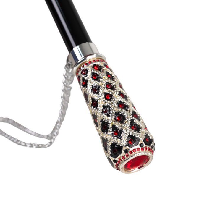 Luxury Umbrella Featuring Black Ruffles and Silver-Plated Accents