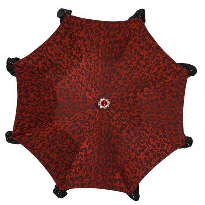 Luxury Umbrella Featuring Black Ruffles and Silver-Plated Accents