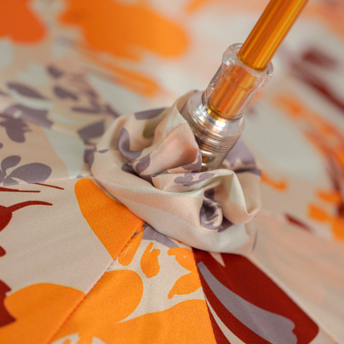 Elegant Red Flower Handle Umbrella with Gold Accents