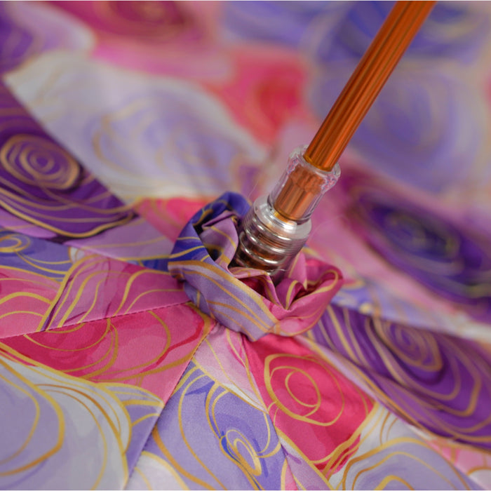 Luxury Blushing Elegance Pink Umbrella with Floral Accents