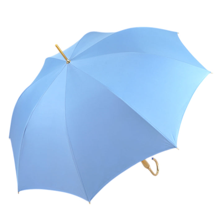 Premium Elegant Light Blue Umbrella with Gold-Plated Handle