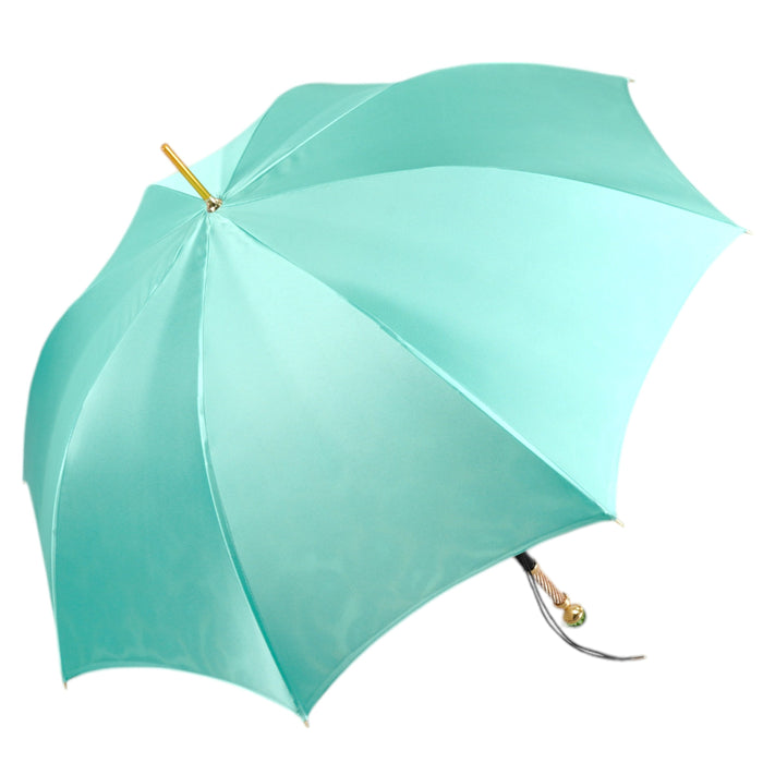 Premium Teal Leopard Print Umbrella with Green Jewelry Handle