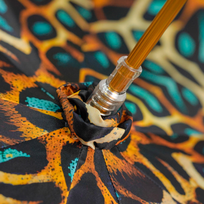 Premium Teal Leopard Print Umbrella with Green Jewelry Handle